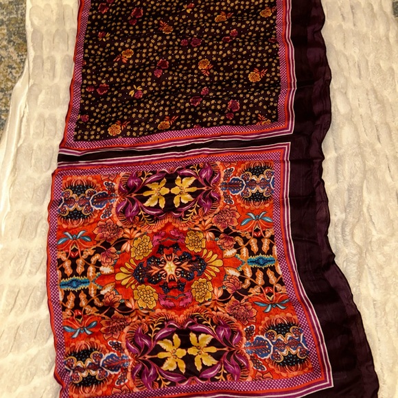 LOFT Vibrant Floral Scarf in Burgundy and Orange - Picture 5 of 7
